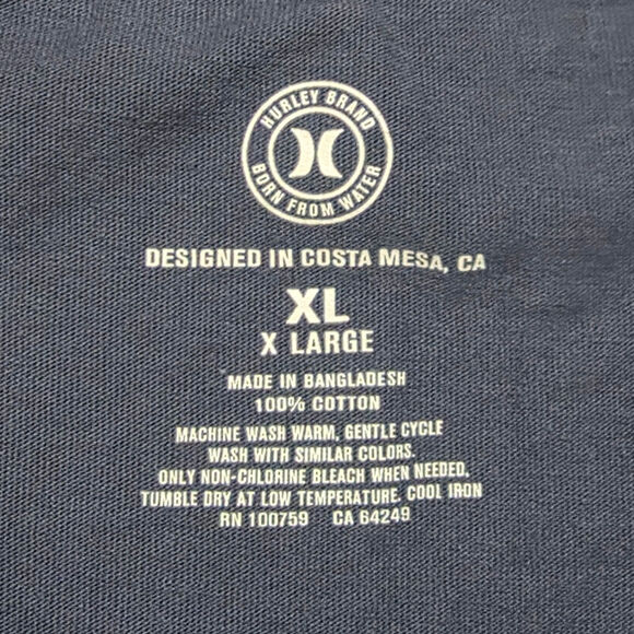 Hurley Logo Graphic Tee Men’s XL Blue Casual Crew Neck - Picture 3 of 5
